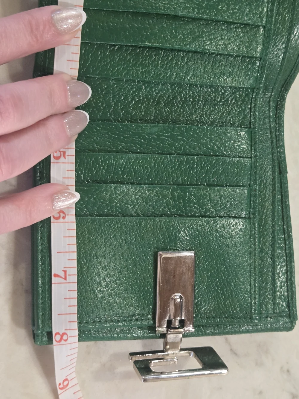 Gucci Green Leather Wallet with Silver G-Clasp